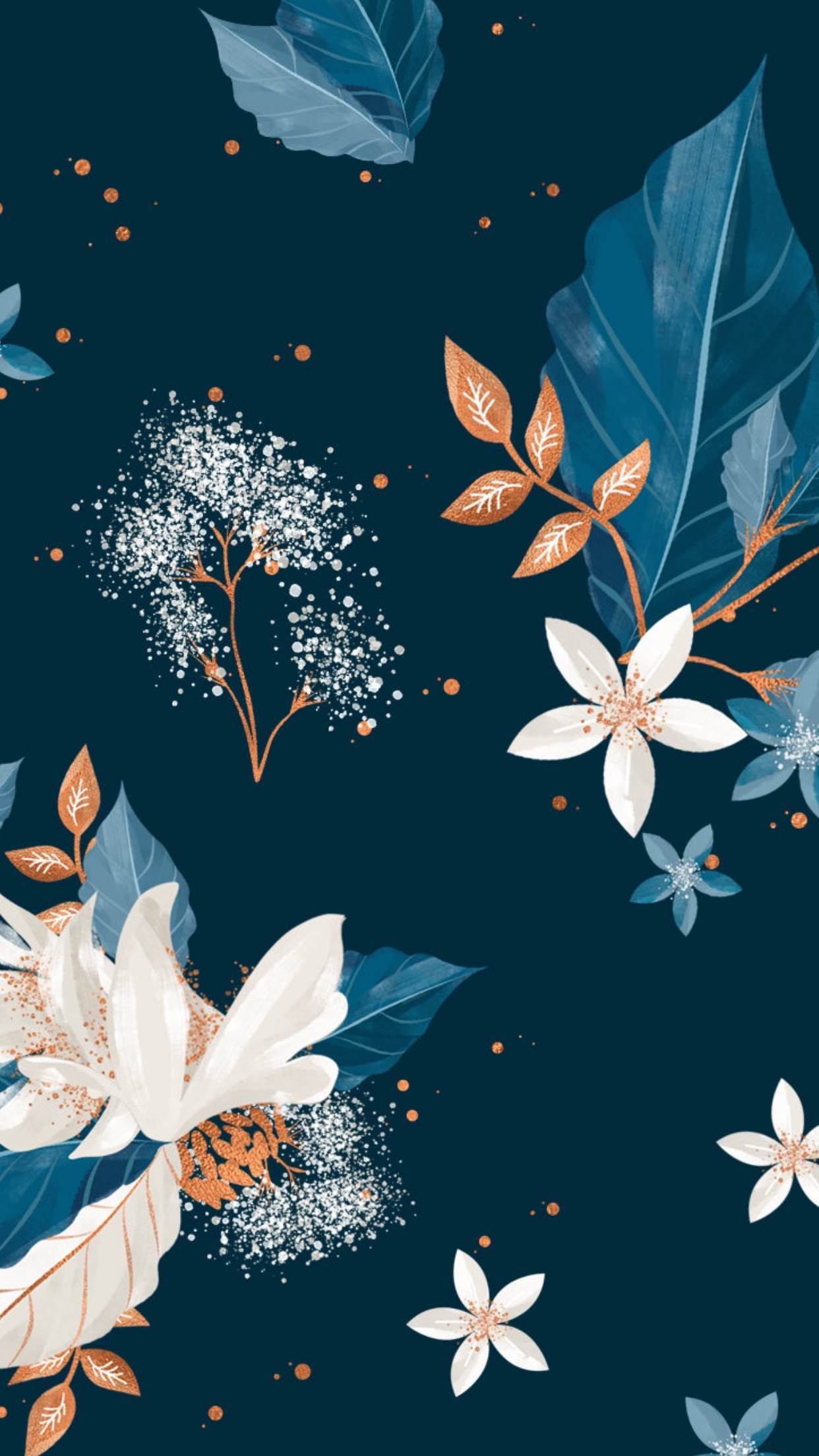 Fiori bianchi sfondo blu scuro, sfondi Popolari, 1242x2208 Full HD Verticale, iPhone Air