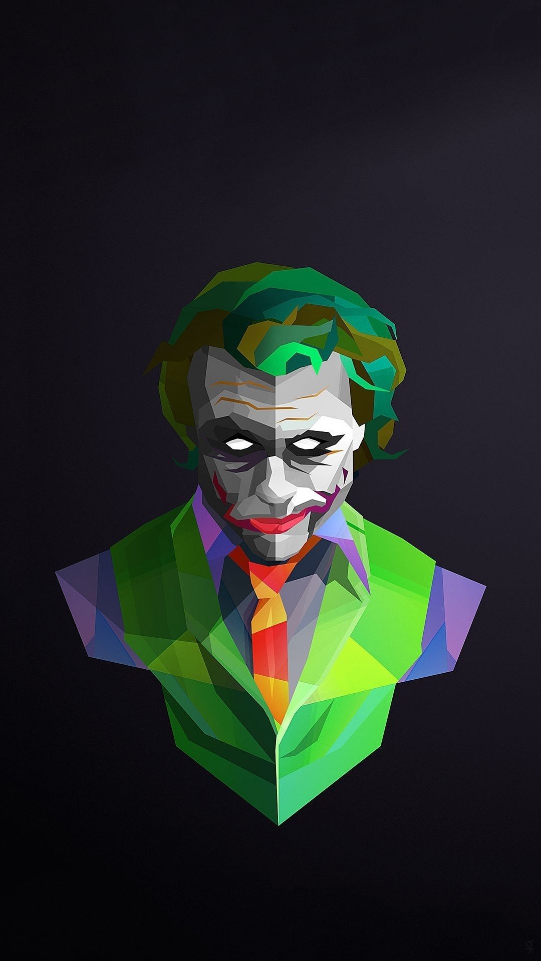 Joker low poly colorato, DC Comics, sfondi Popolari, 1080x1920 Verticale, iPhone Pro Max