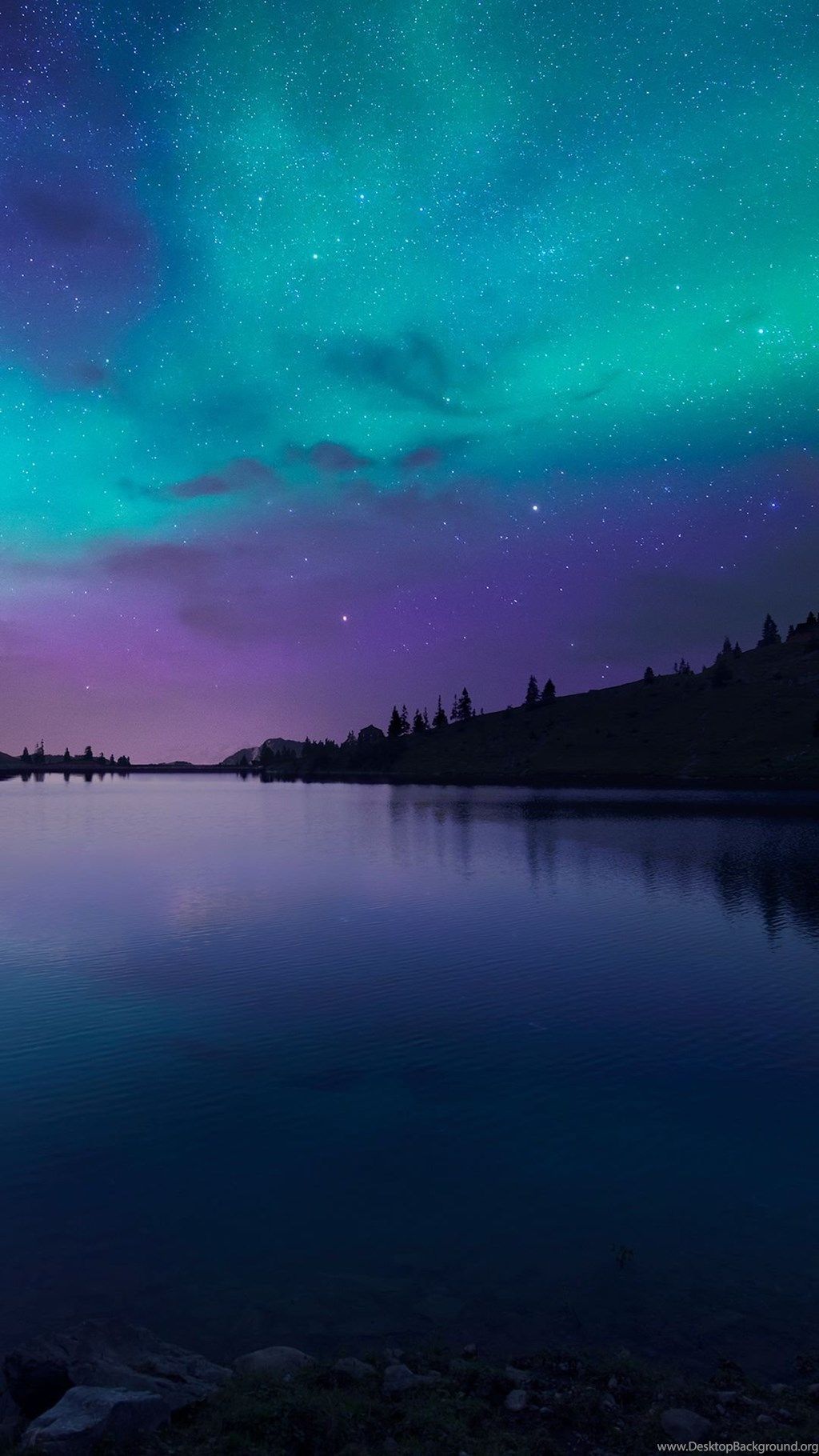 Aurora boreale su lago notturno, sfondi Popolari, 1024x1820 Verticale, iPhone Pro Max