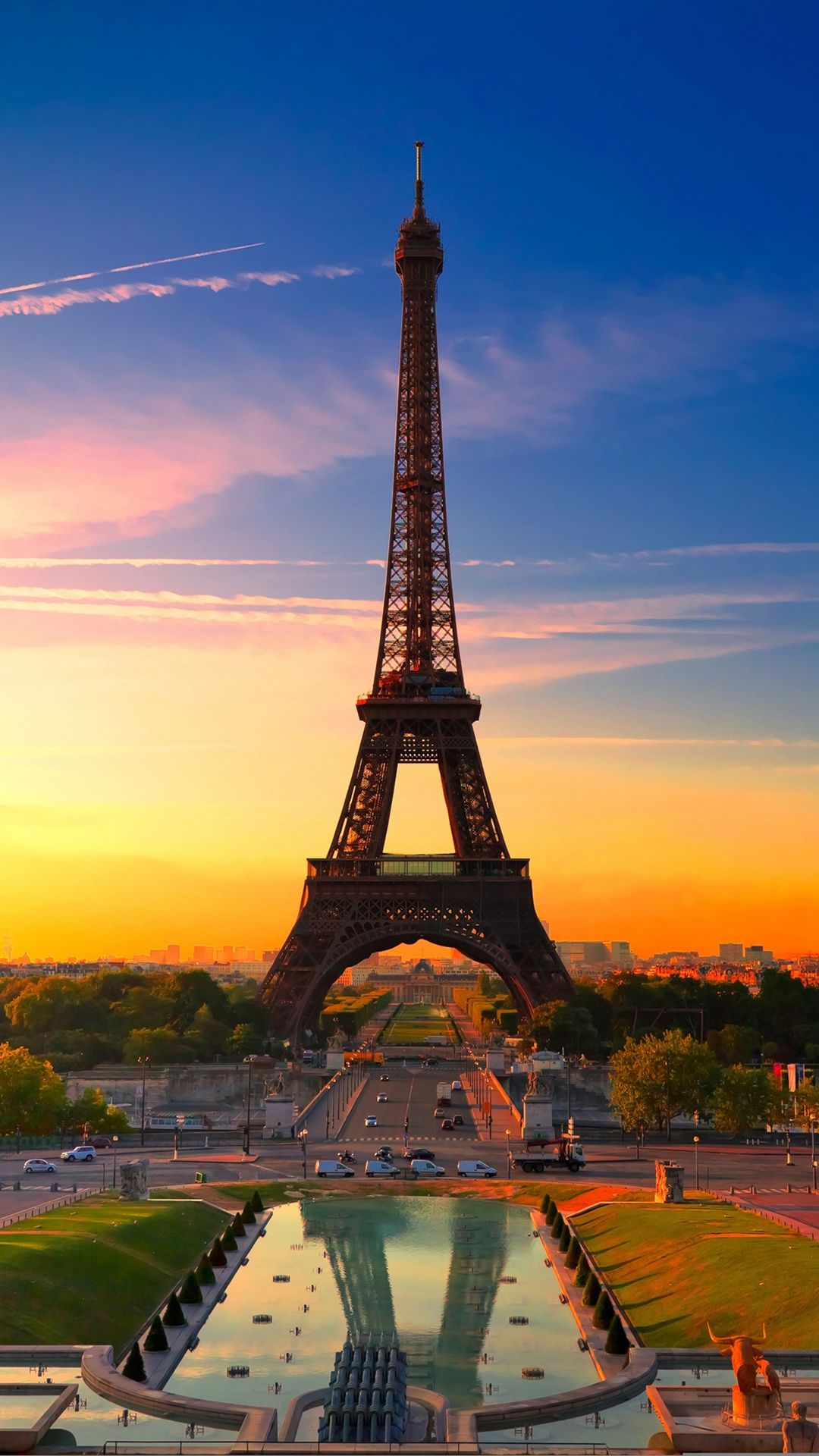 Torre Eiffel al tramonto, monumento, 1080x1920 Full HD Verticale, iPhone Pro Max