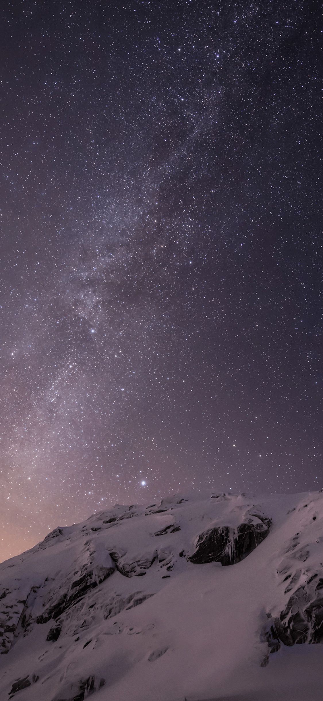 Cielo stellato montagna innevata, sfondi Popolari, 1125x2436 Full HD Verticale, iPhone