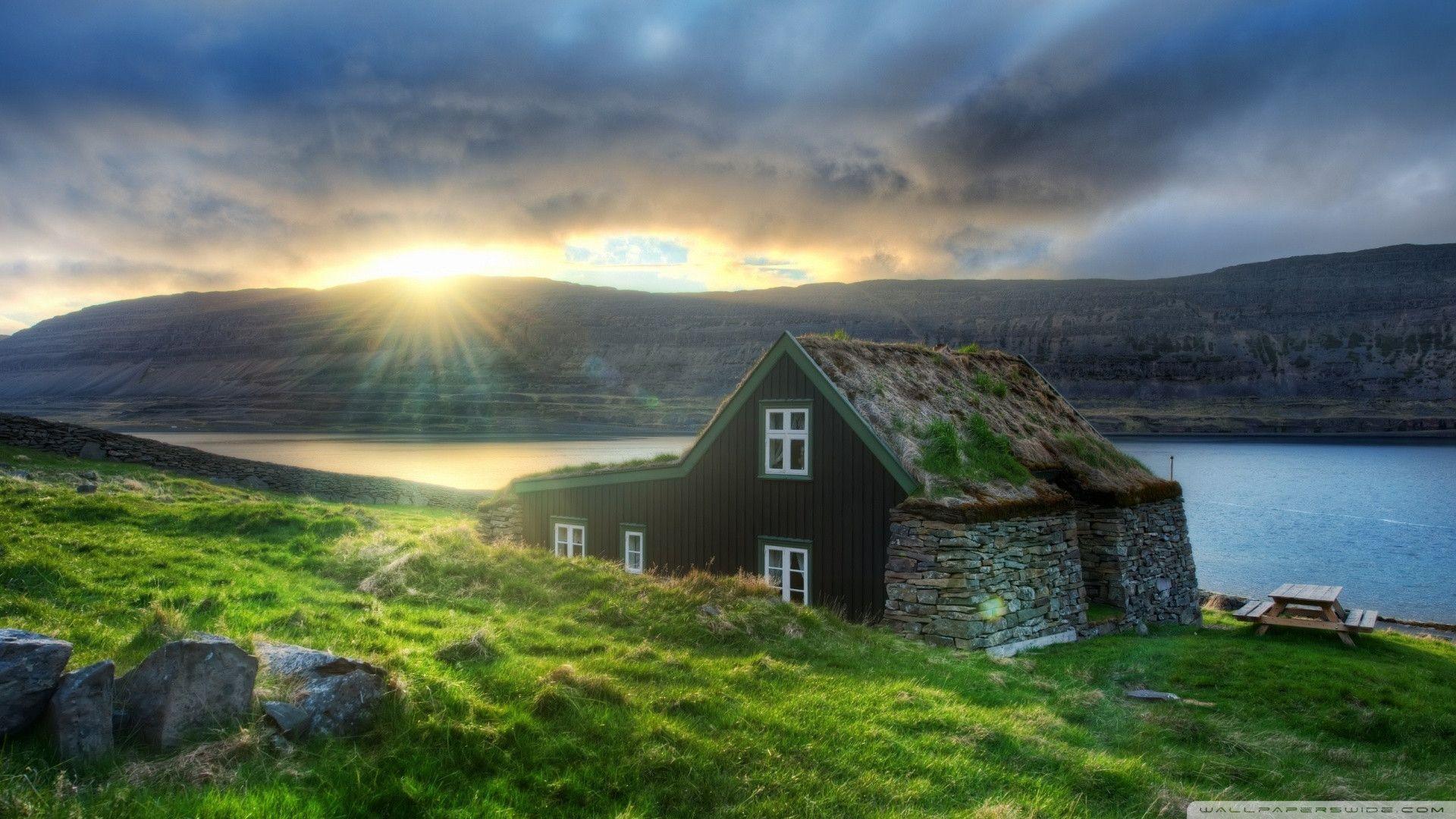 Casa in pietra su collina verde, 1920x1080 Full HD, Desktop