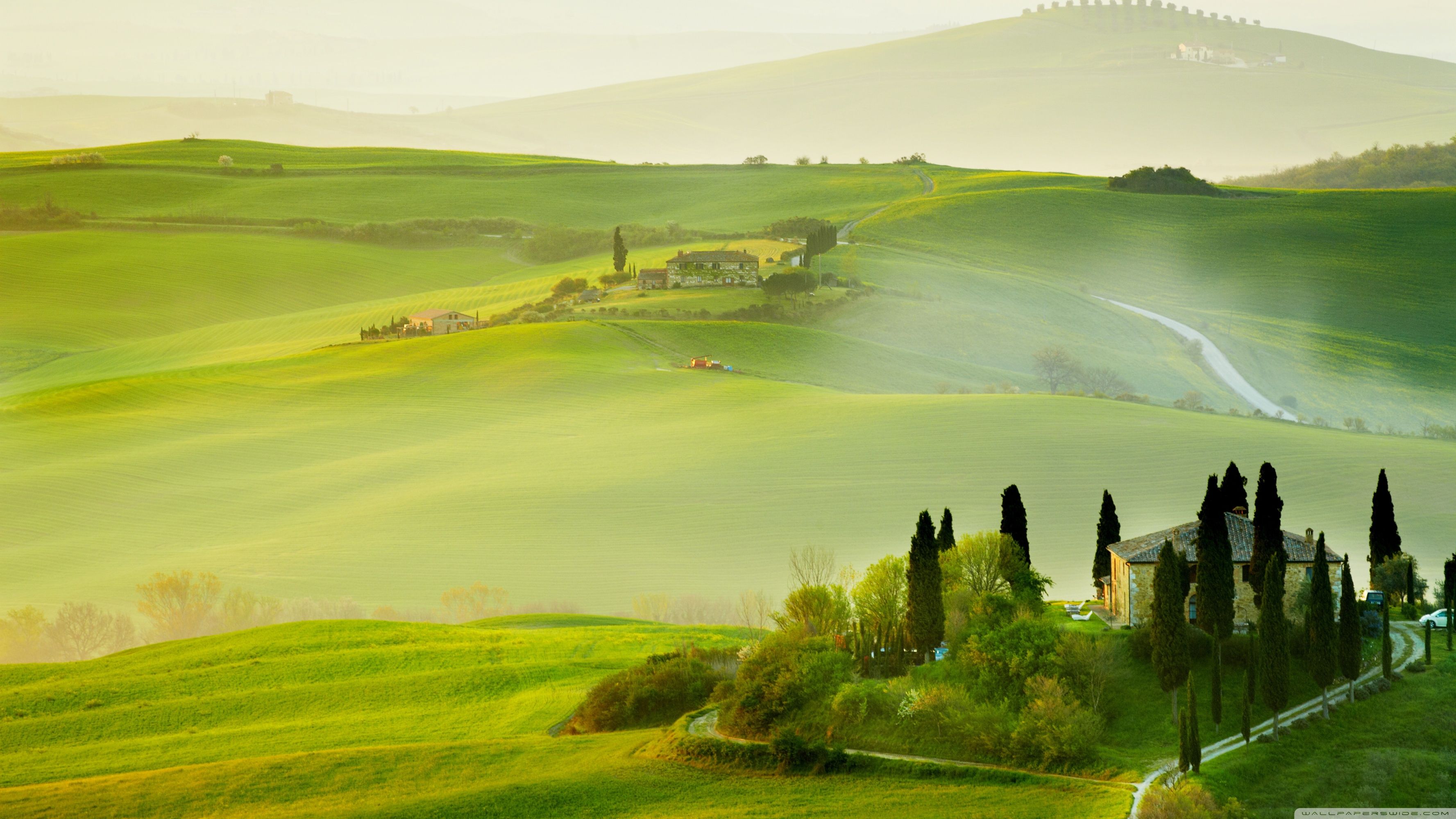 Colline verdi con cipressi, 3554x1999 2K+, Laptop