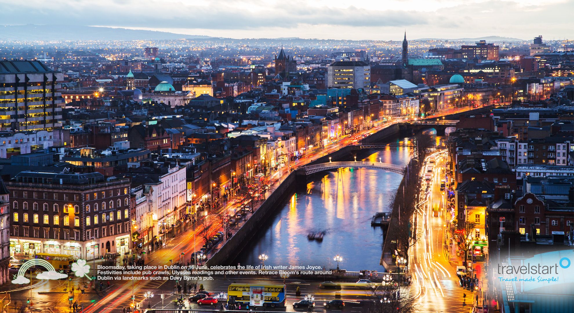 Città irlandese al tramonto, fiume, 1980x1080 1080p, PC