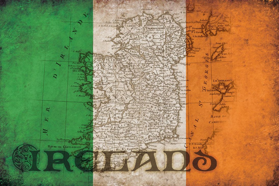 Bandiera irlandese con mappa vintage, 1095x730 HD, PC Desktop