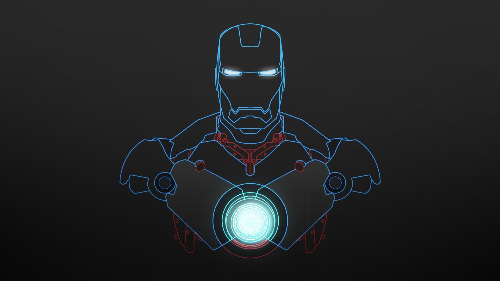 Iron Man contorno luminoso nero, 1920x1080 Full HD 1080p, PC Desktop