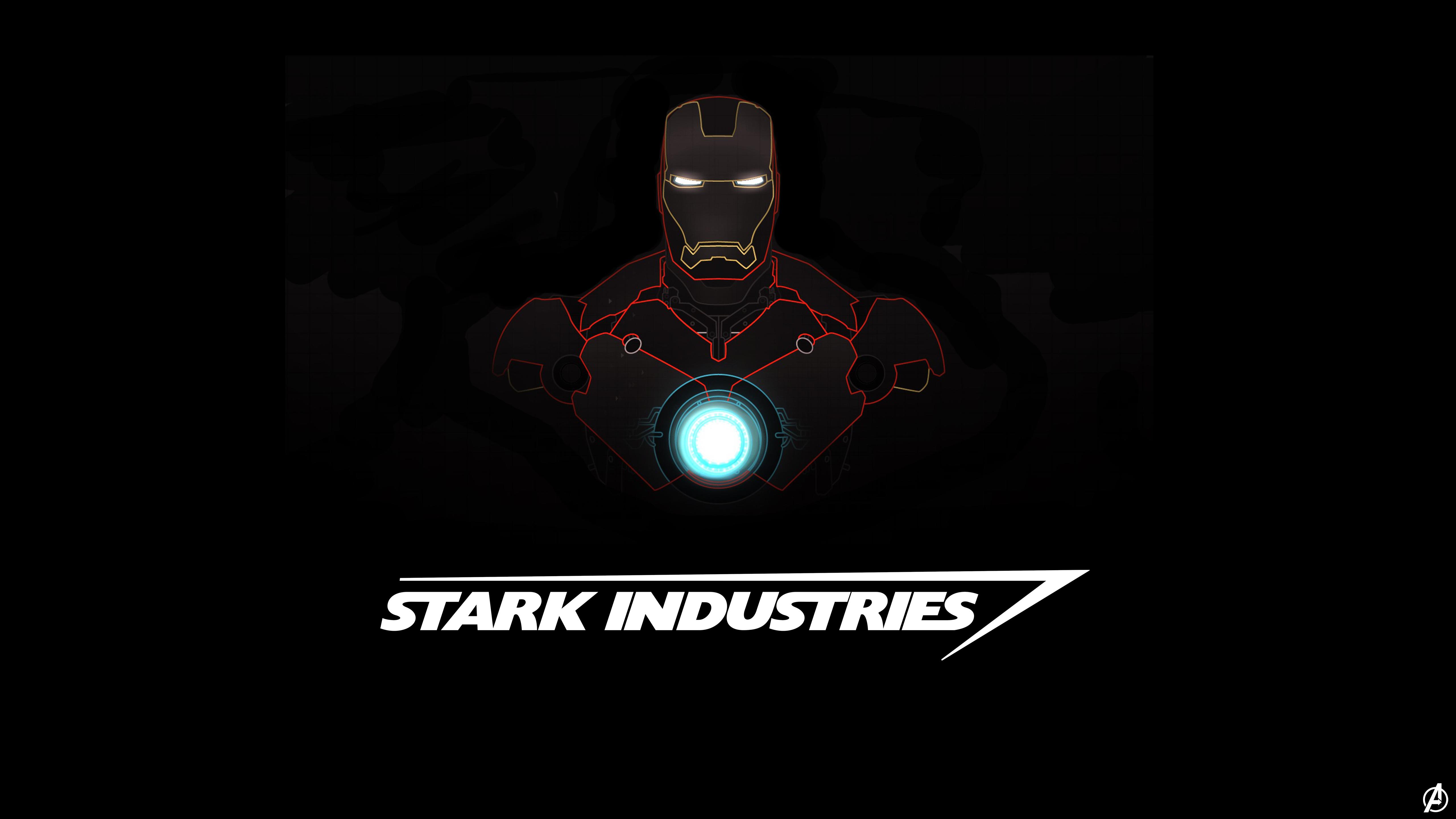 Iron Man Stark Industries logo scuro, 5120x2880 4K Ultra HD, Monitor 4K