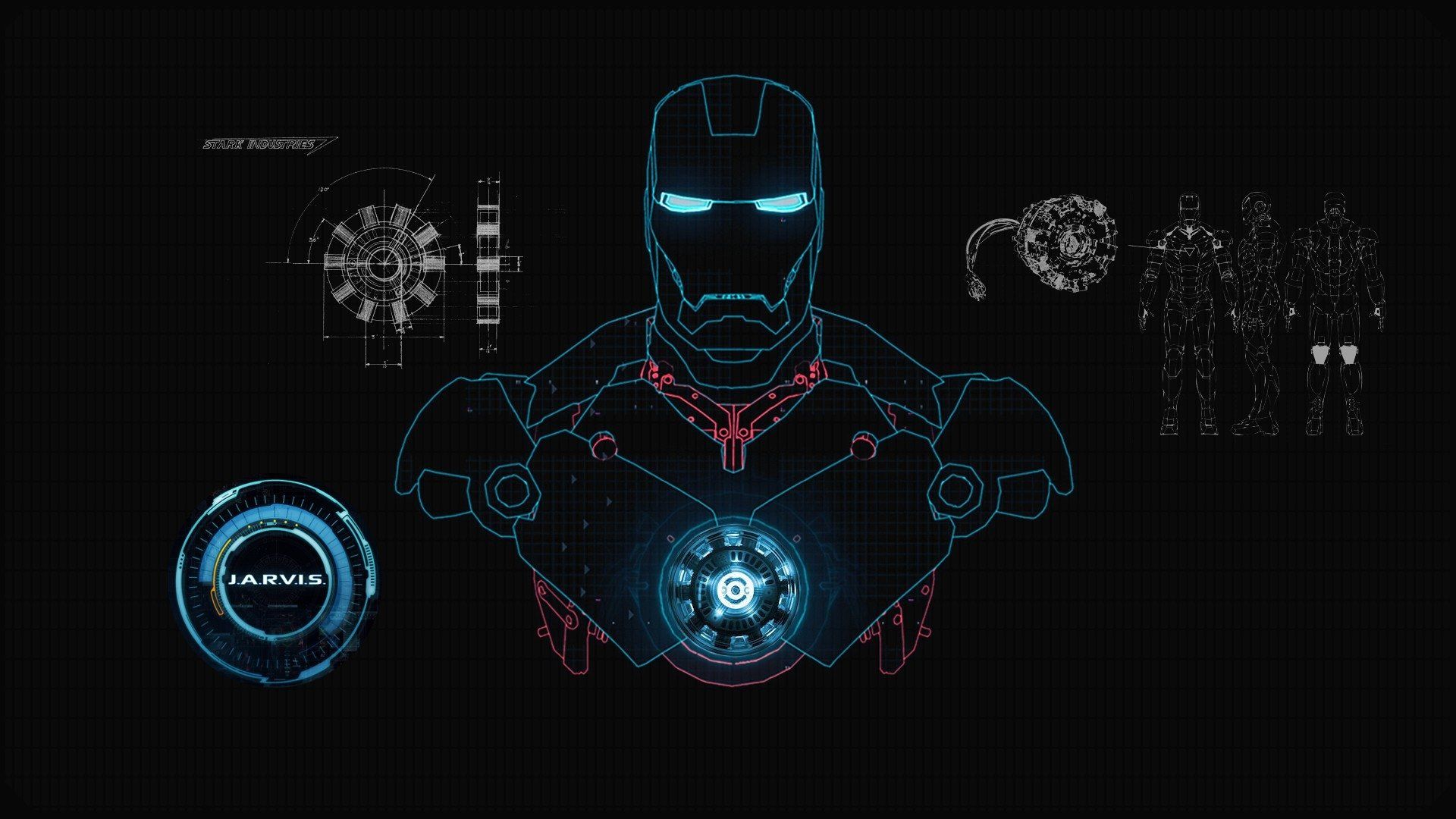 Iron Man schema ologramma blu, Tony Stark, 1920x1080 Full HD, PC
