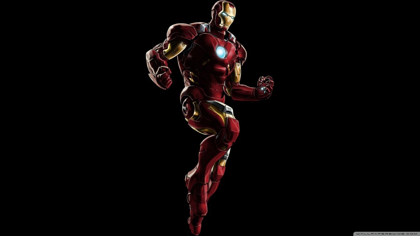Iron Man su sfondo nero, 1366x768 HD, Desktop