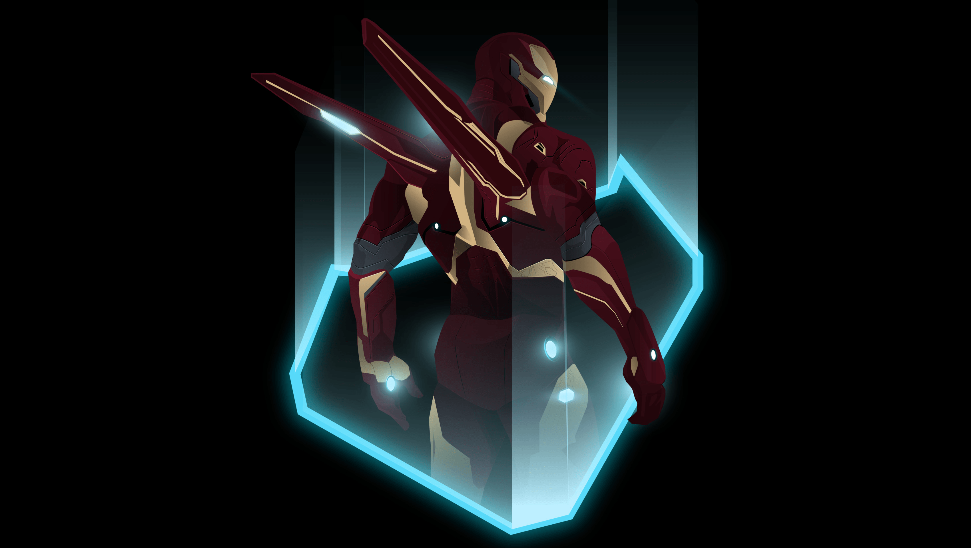 Iron Man illustrazione sfondo nero, 3400x1920 2K+, Monitor Gaming