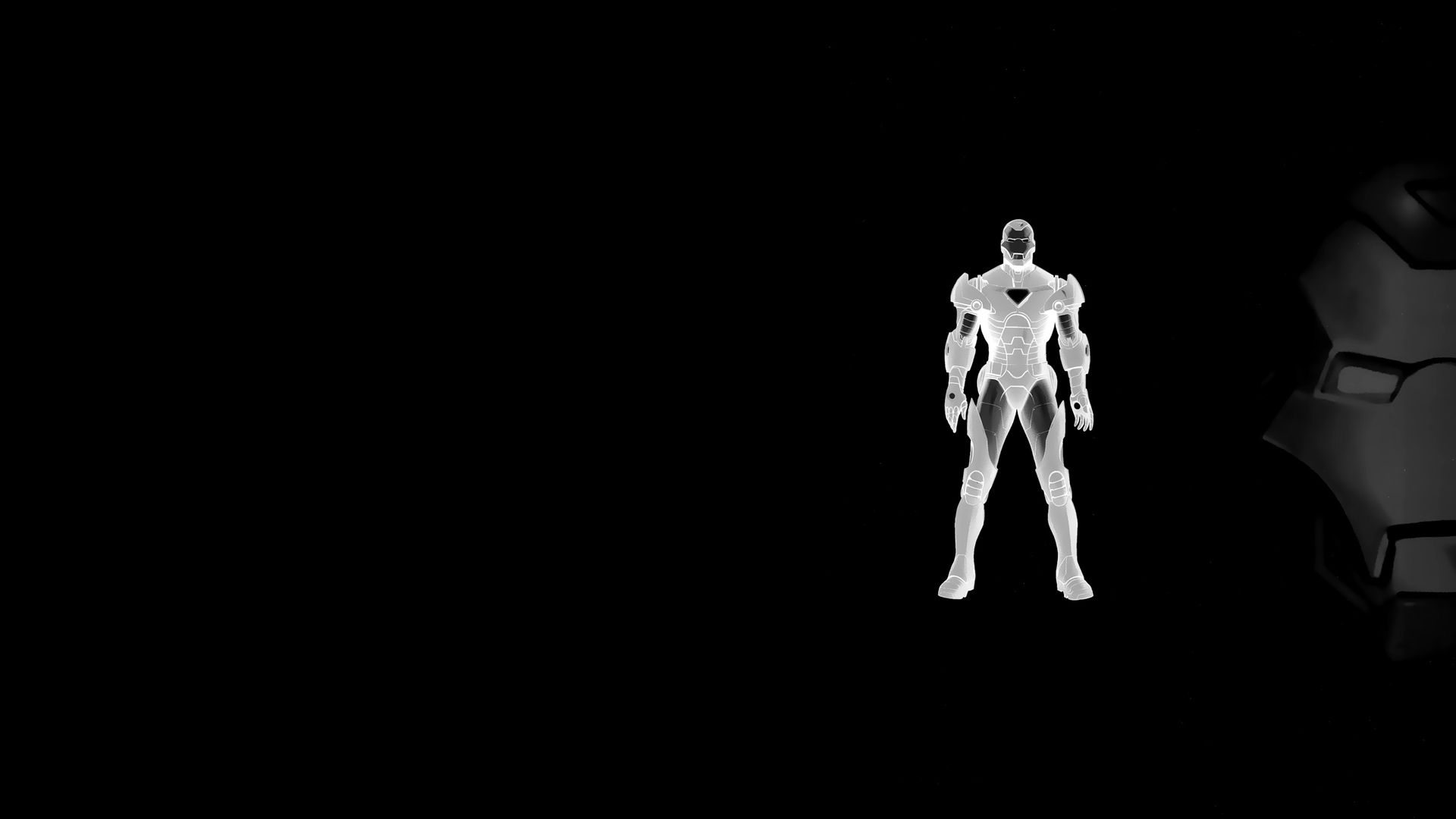 Iron Man bianco sfondo nero, 1920x1080 Full HD 1080p, PC