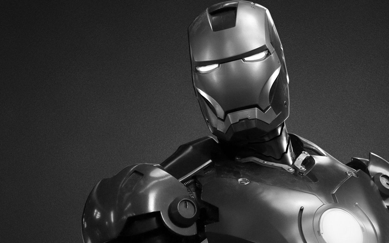 Iron Man armatura bianco e nero, 1280x800 720p, Laptop