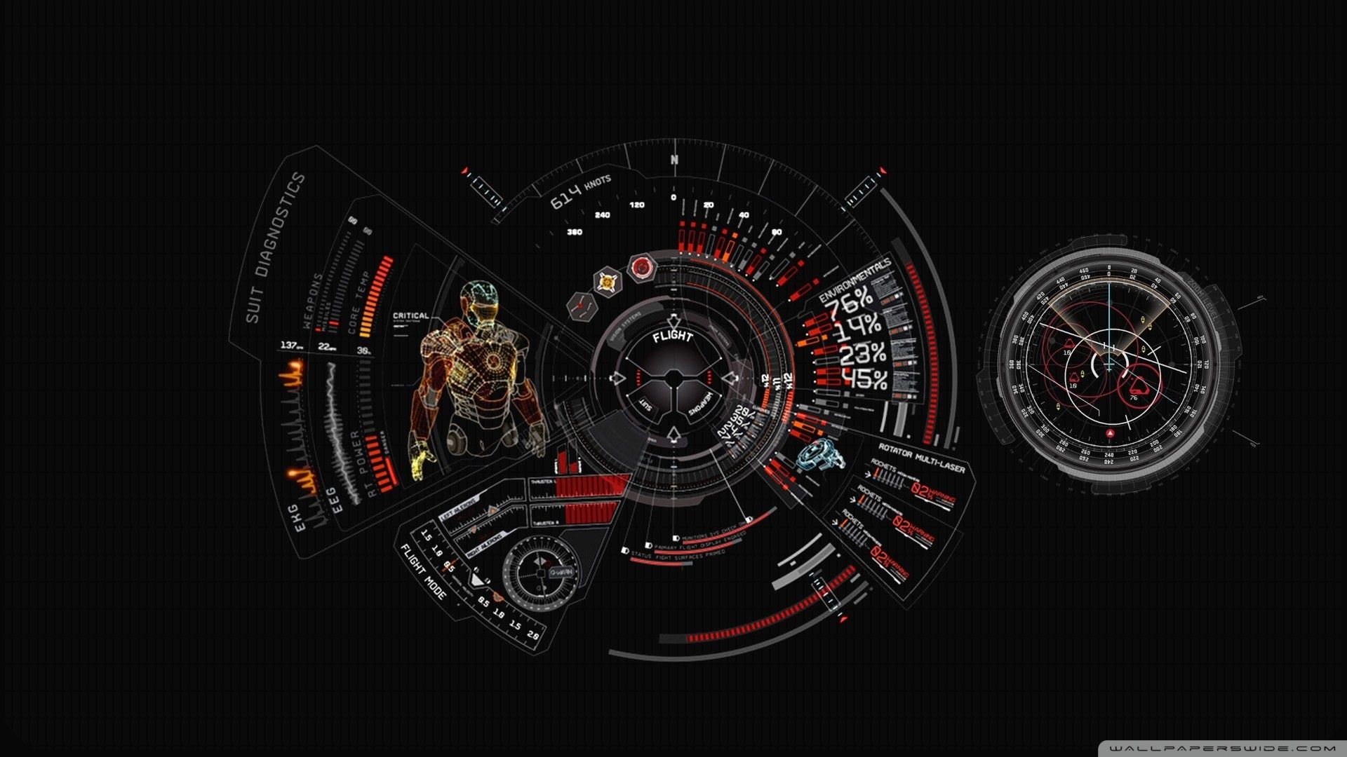Iron Man interfaccia HUD nera, 1920x1080 Full HD 1080p, Desktop
