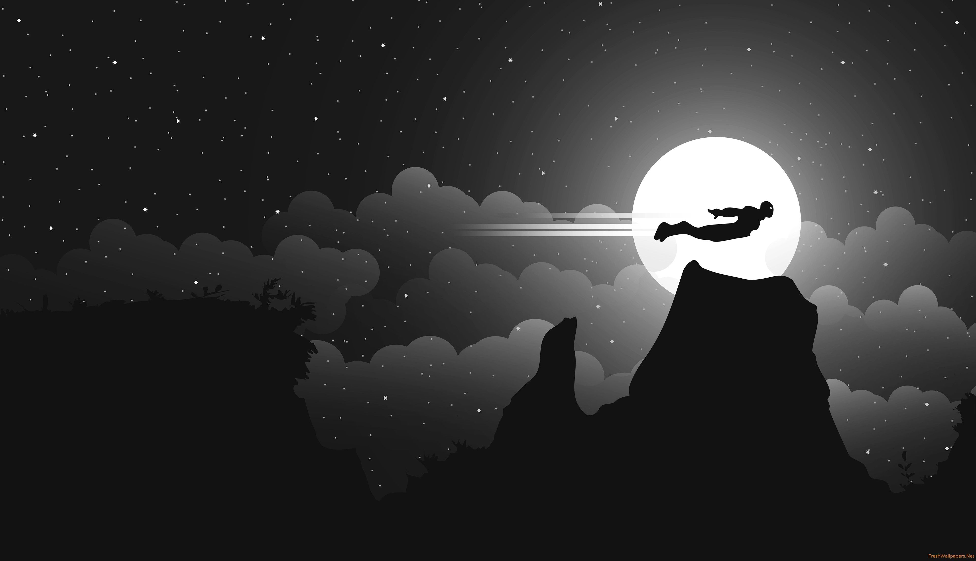 Iron Man silhouette luna notte, 3840x2209 4K, Desktop 4K