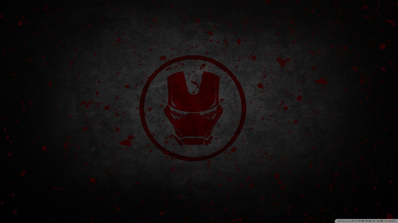 Logo Iron Man rosso scuro, 1366x768 HD, PC Desktop