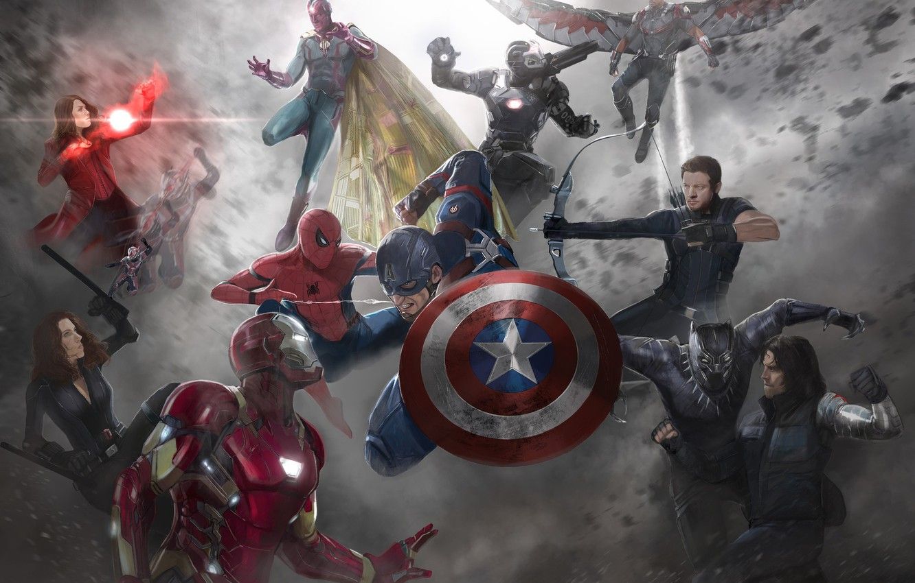 Avengers Civil War concept art, supereroi, 1332x850 720p, PC