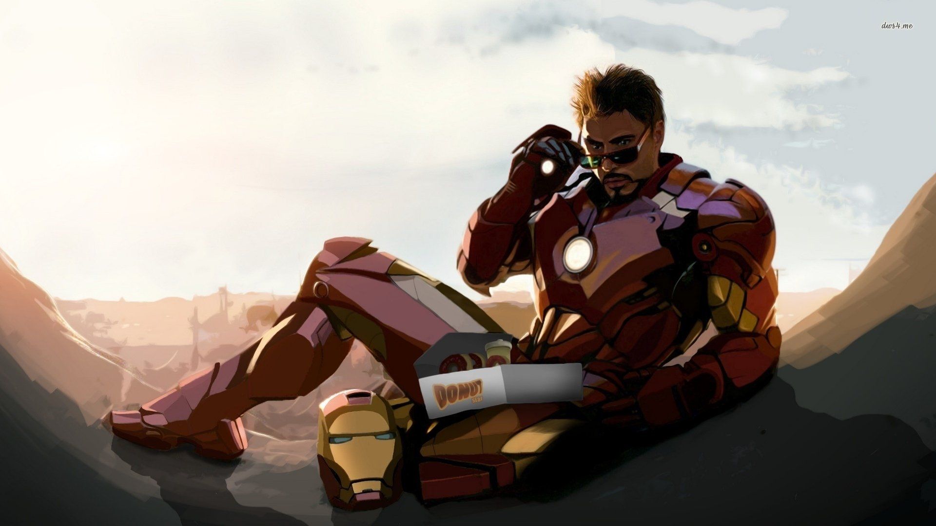 Iron Man senza casco seduto, 1920x1080 Full HD, Desktop