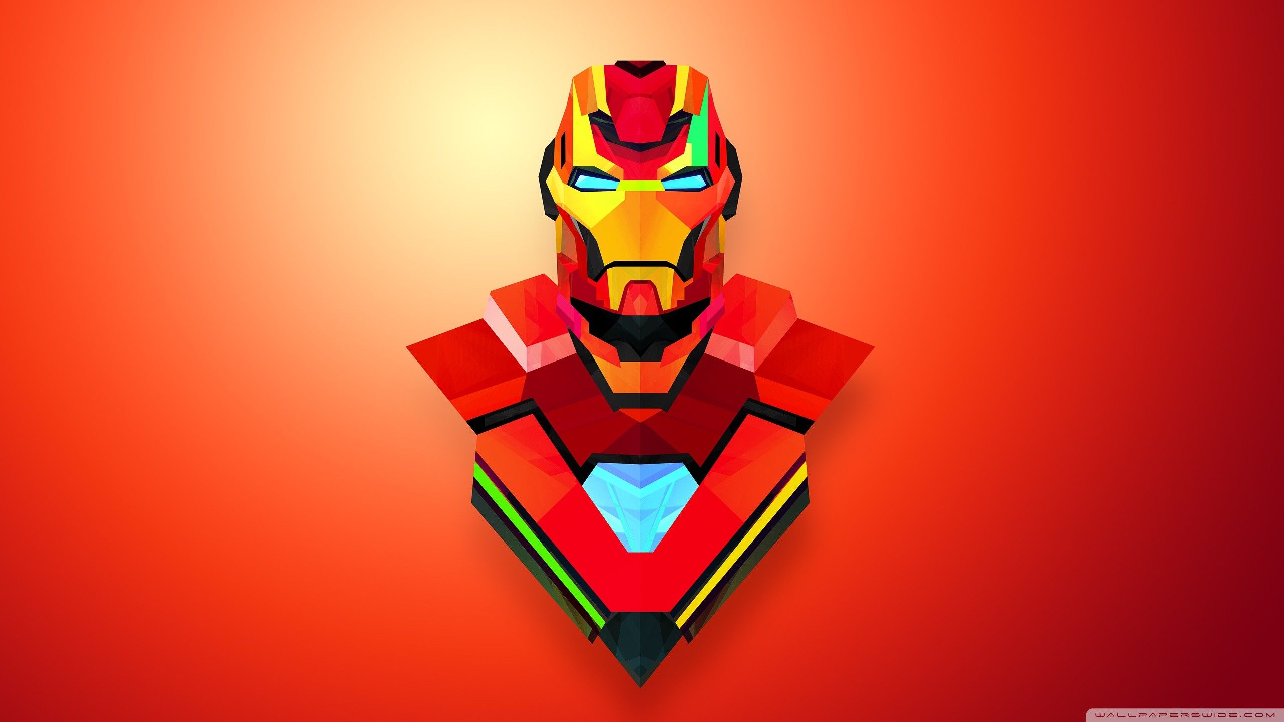 Iron Man low poly, 2560x1440 QHD, Laptop