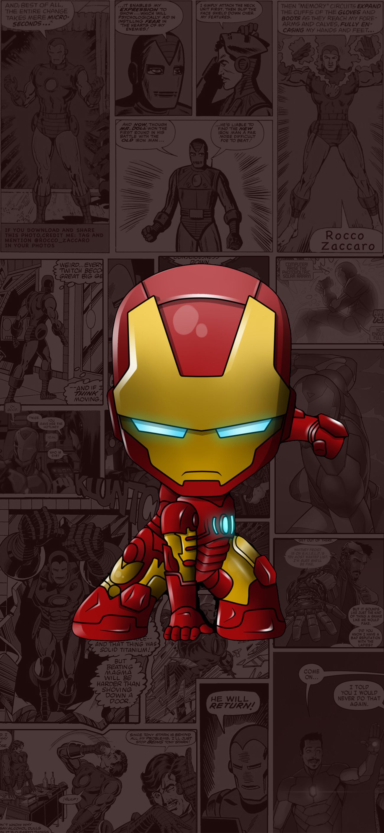 Iron Man chibi armatura, 1301x2821 Verticale, Telefono