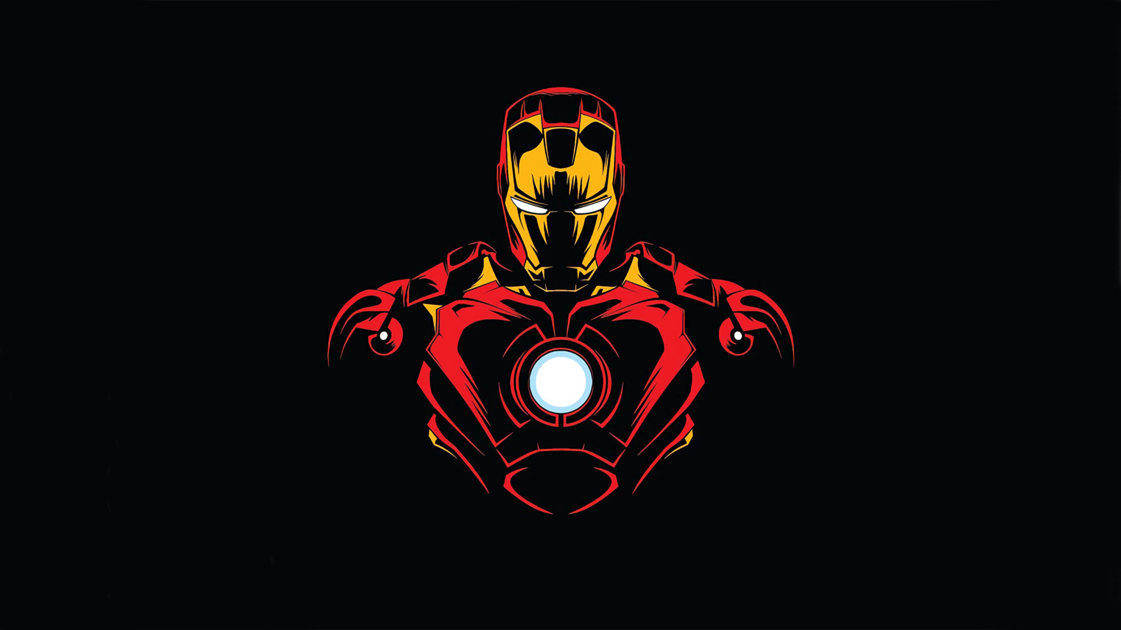 Iron Man minimalista sfondo nero, 3840x2160 4K, Monitor 4K