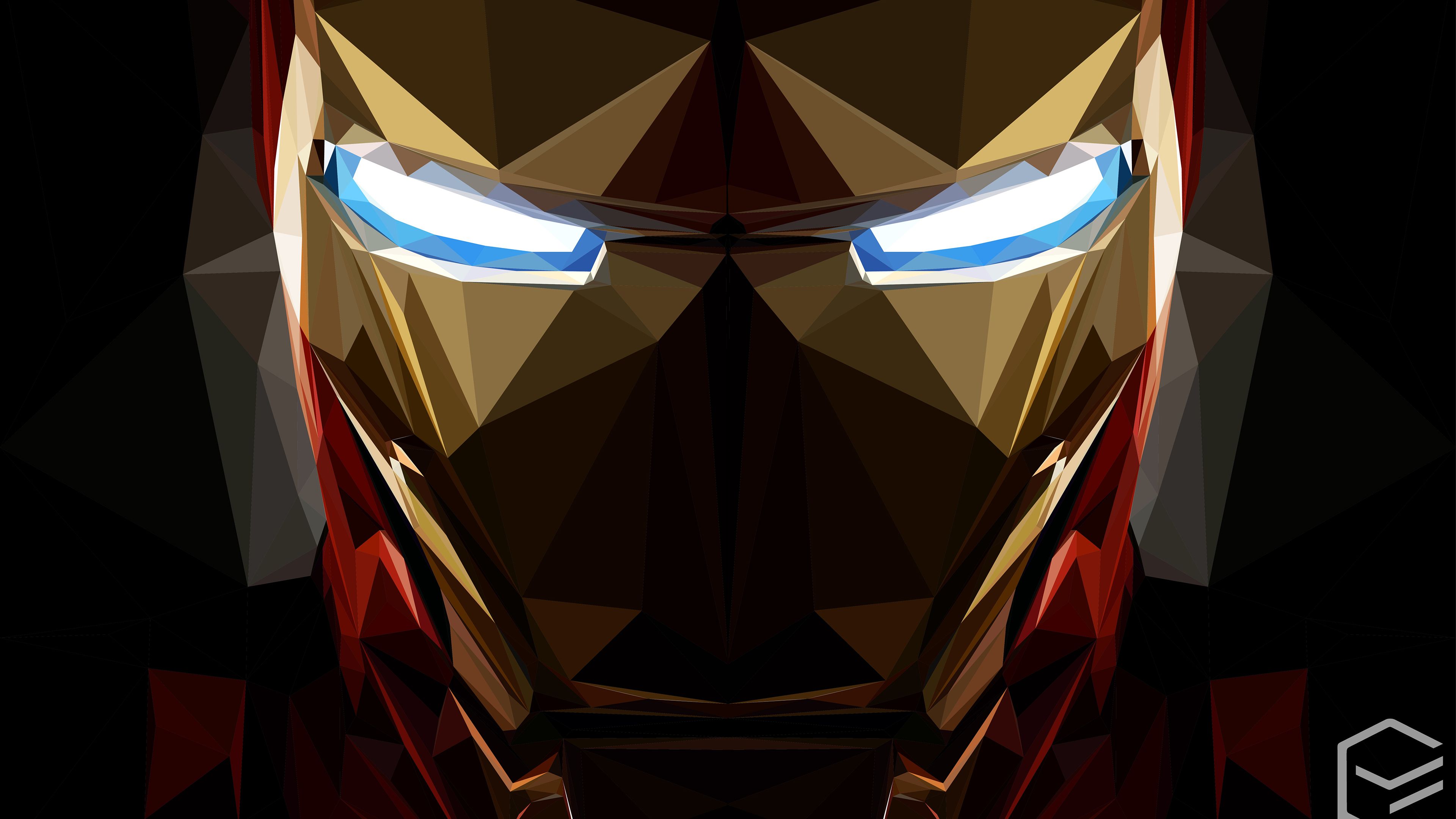 Iron Man low poly artwork, 3840x2160 Ultra HD, Monitor 4K