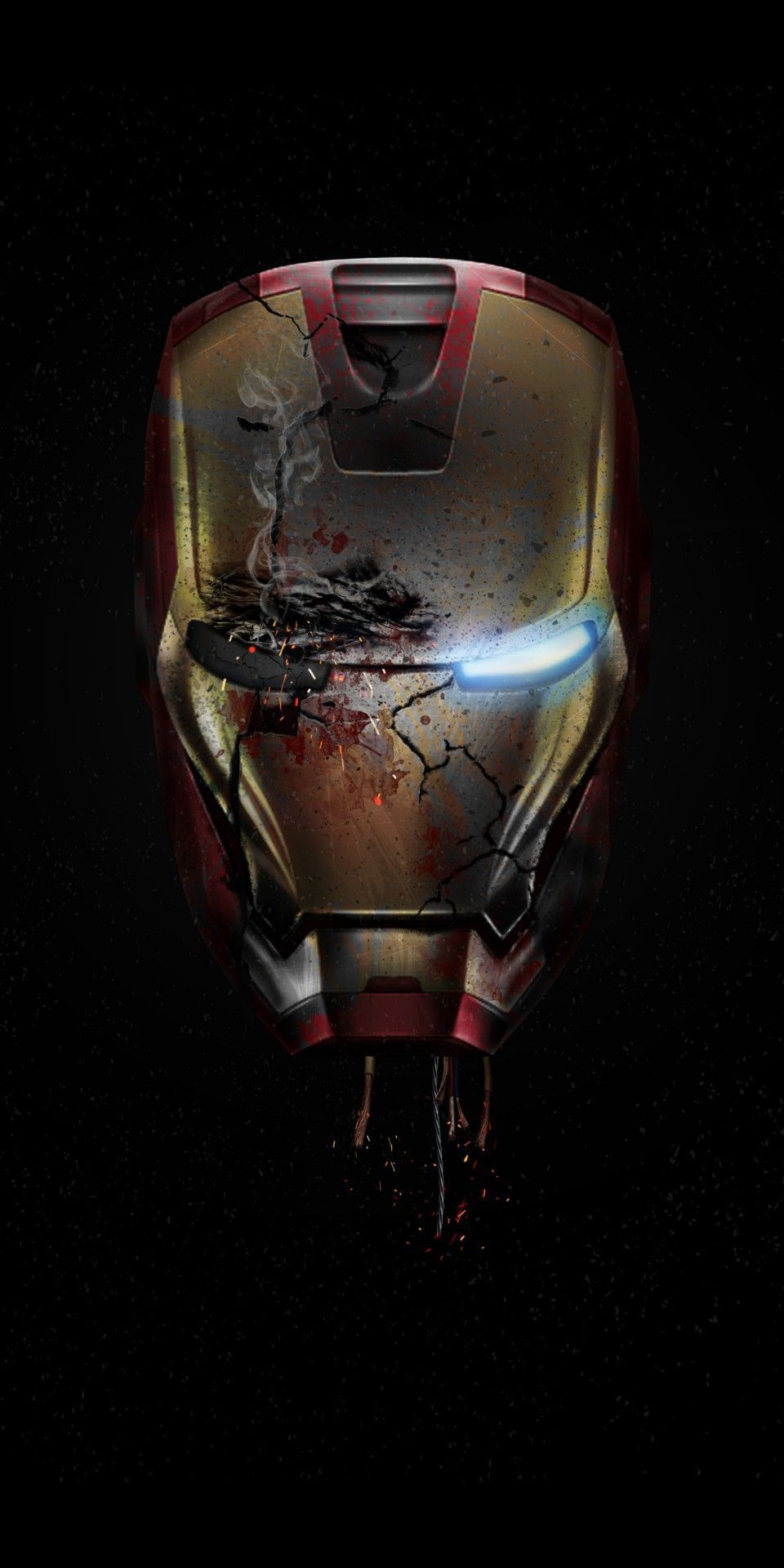 Casco danneggiato Iron Man, 960x1920 Verticale, Telefono
