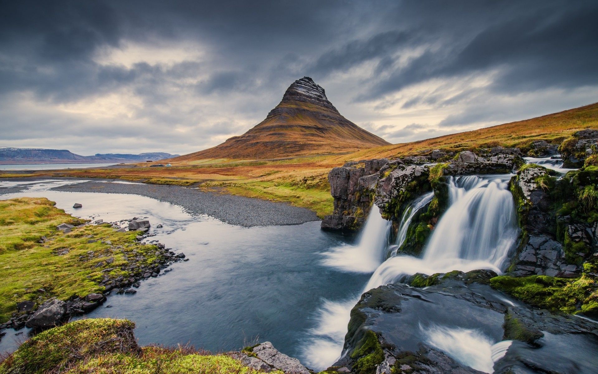 Montagna Kirkjufell Islanda cascata, 1920x1200 Full HD+ WUXGA, Laptop
