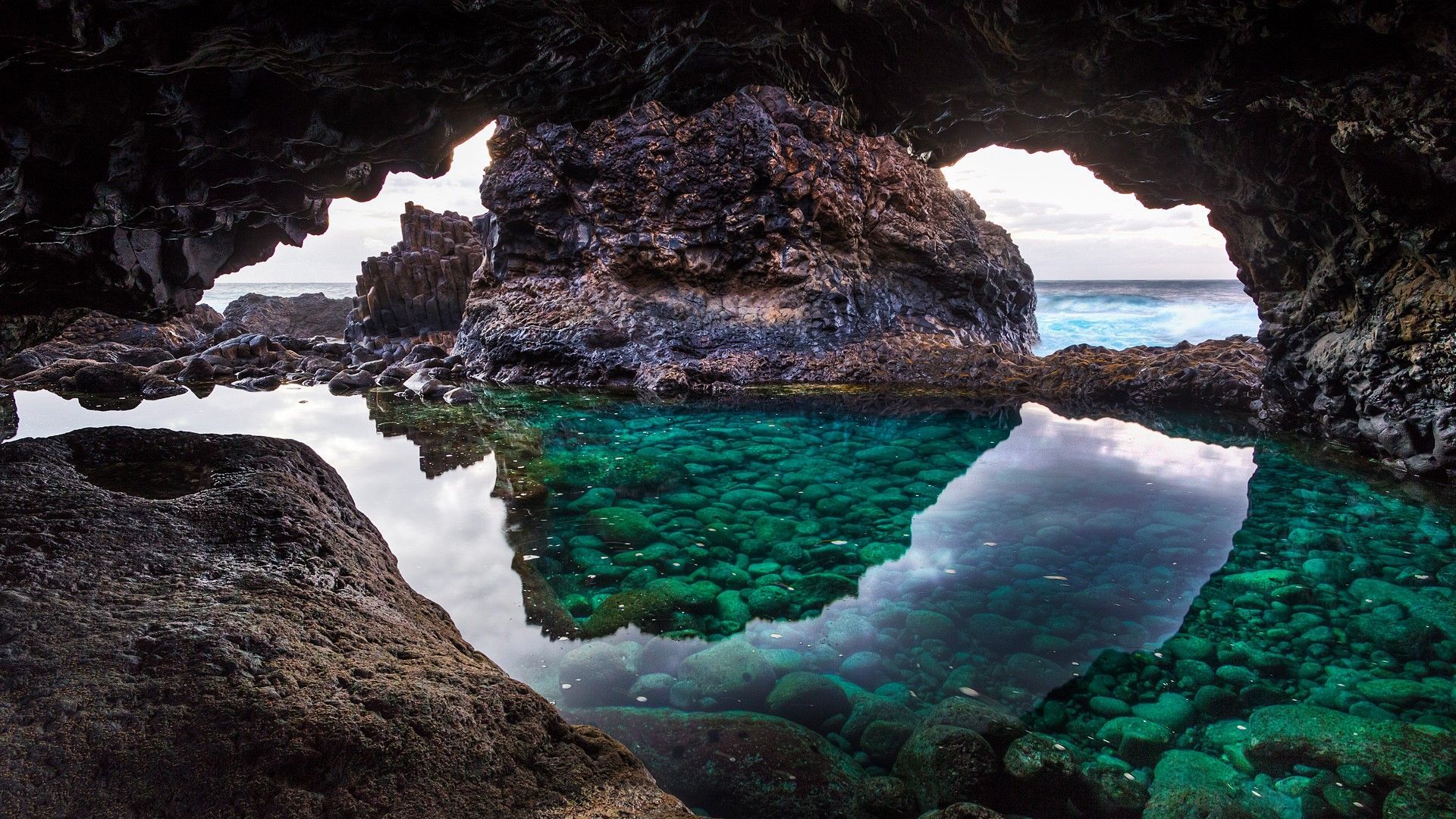 Grotta con piscina naturale El Hierro, 1920x1080 Full HD, PC Desktop