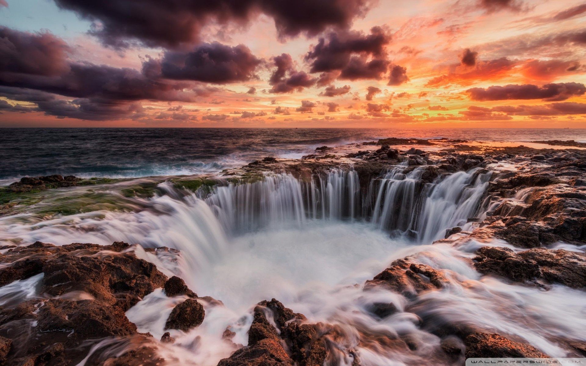 Cascata rocciosa al tramonto, 1920x1200 Full HD+, PC