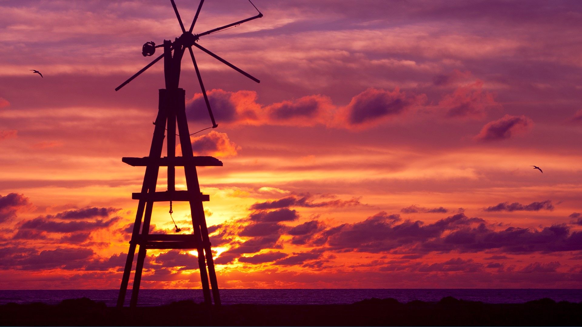 Mulino a vento tramonto, 1920x1080 Full HD 1080p, Desktop