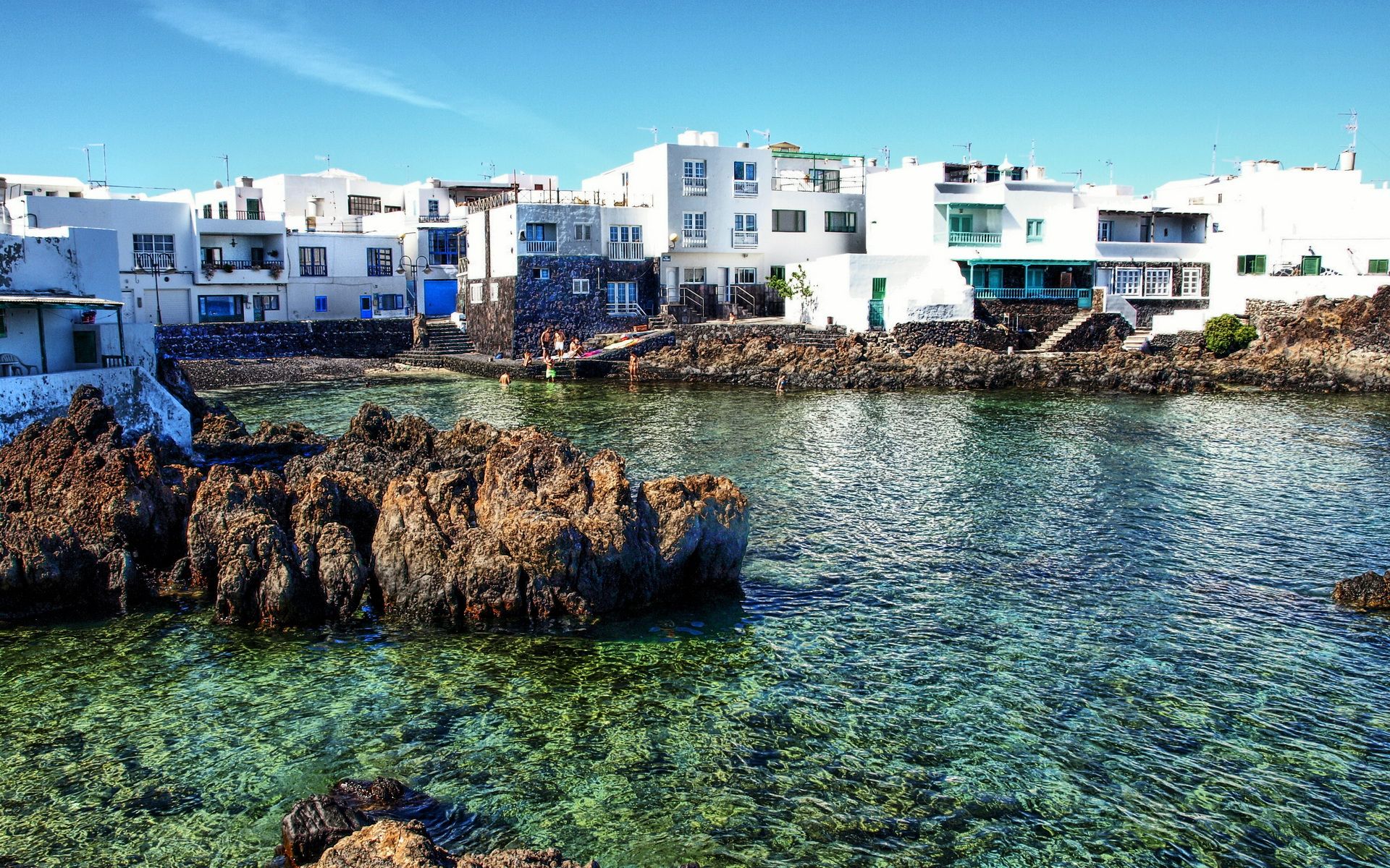 Villaggio bianco costiero Lanzarote, 1920x1200 WUXGA, Desktop
