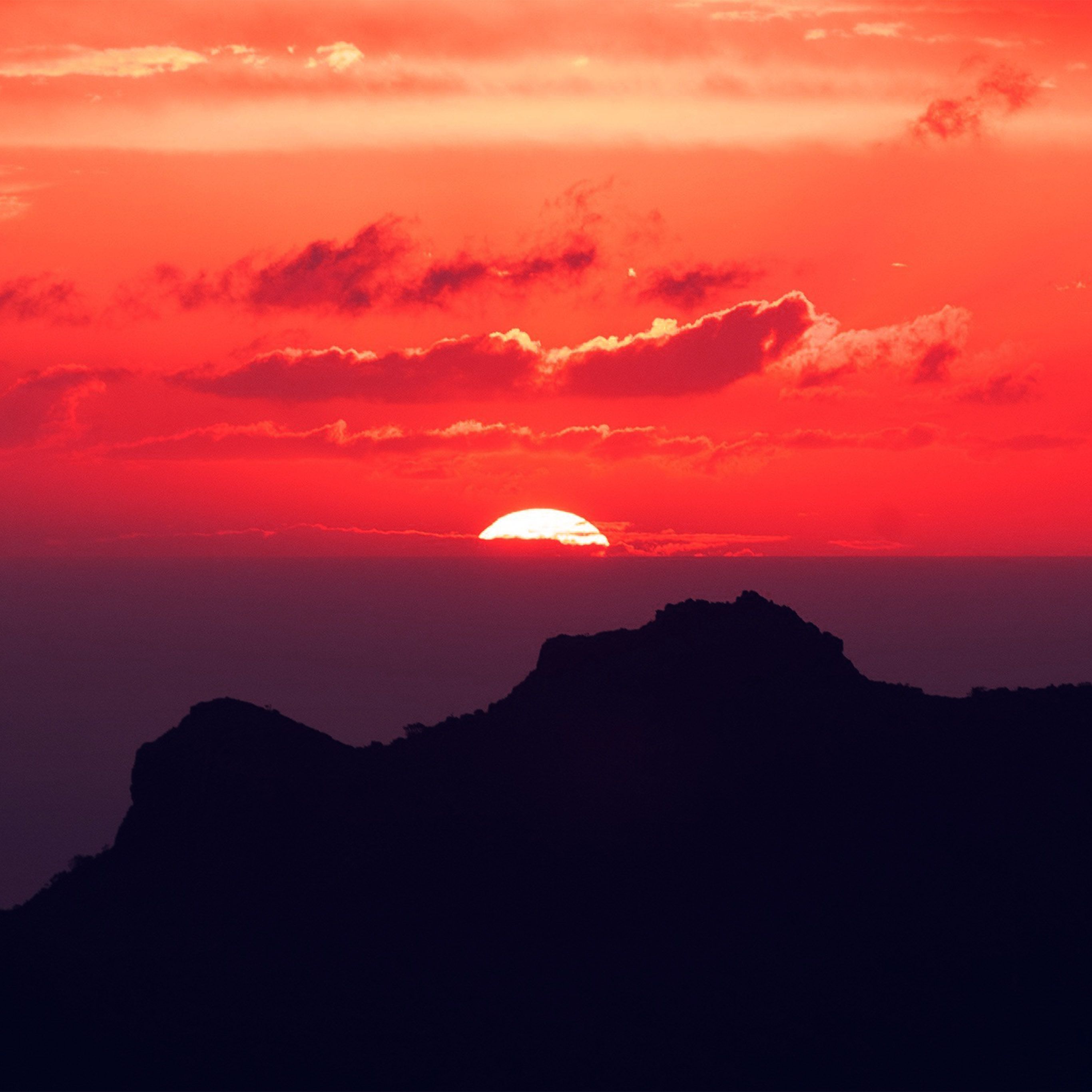tramonto rosso montagna silhouette, 2732x2732 2K+, PC