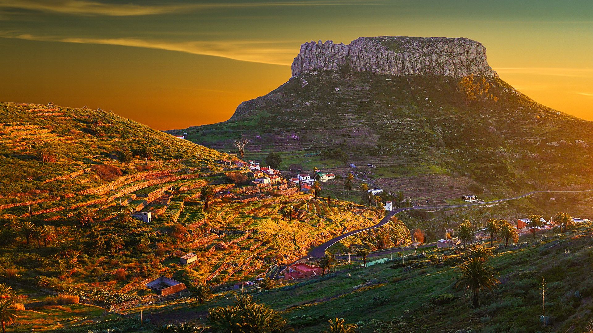 Montagna Roque Vallehermoso Canarie tramonto, 1920x1080 Full HD 1080p, Desktop