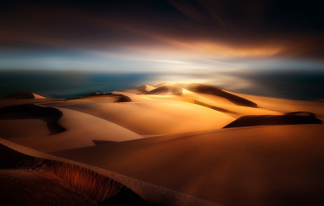 Dune di sabbia al tramonto, 1332x850 720p, Laptop
