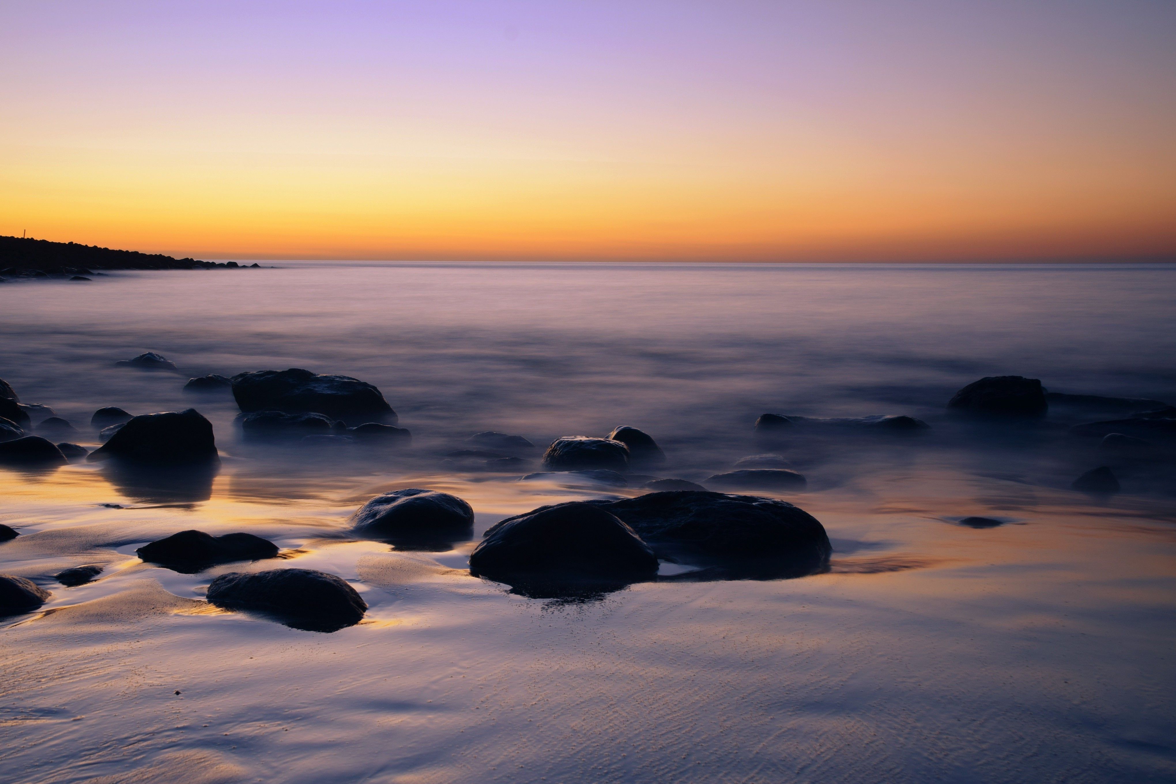Tramonto costa rocciosa mare, 4080x2720 4K Ultra HD, Monitor 4K