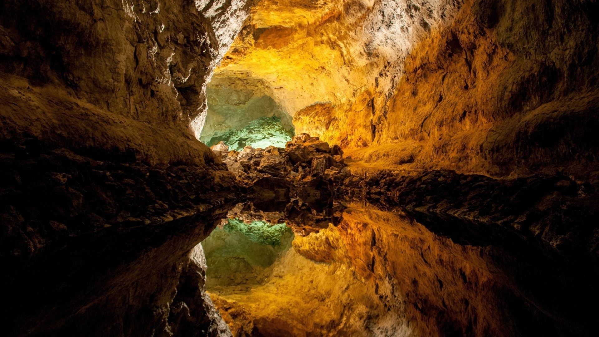 Grotta con acqua e riflesso, 1920x1080 Full HD, PC Desktop
