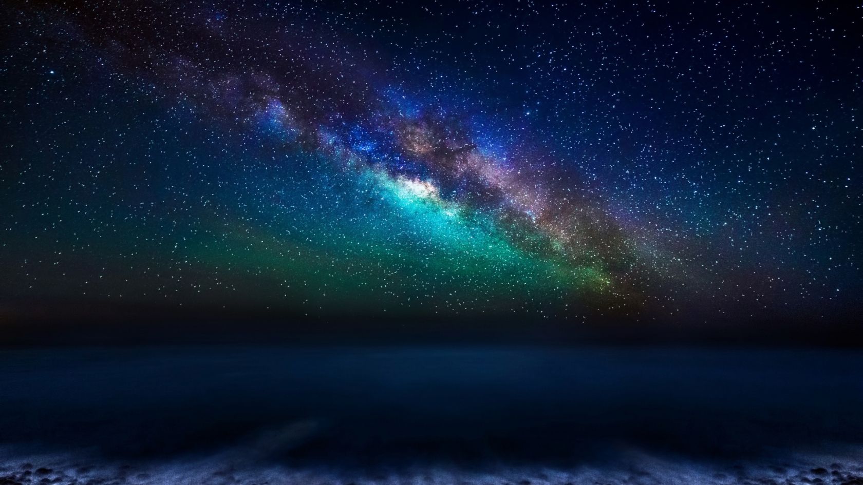 Via Lattea sopra oceano notturno, 1680x945 HD Ready, Desktop