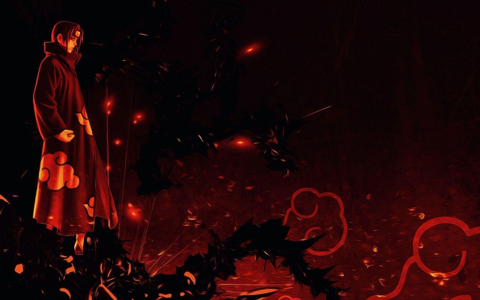 Itachi Uchiha, Naruto, tonalità rosse, 1680x1050 HD Ready, Laptop