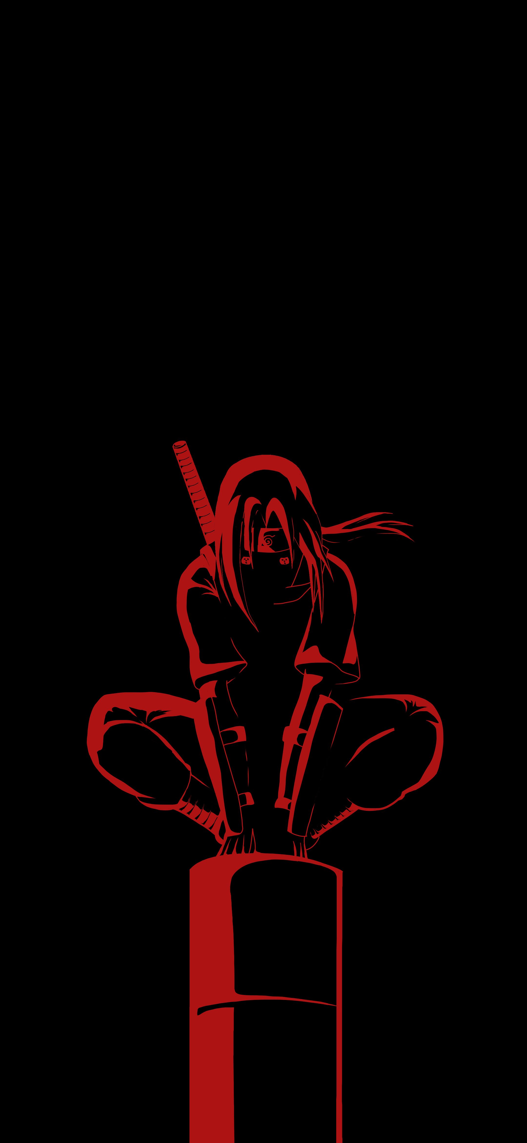 Itachi Uchiha silhouette rossa, 2160x4680 Verticale, Telefono