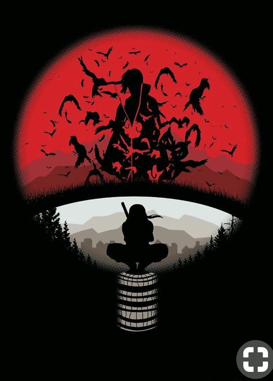 Itachi Uchiha silhouette luna rossa, 928x1293 Verticale, OnePlus