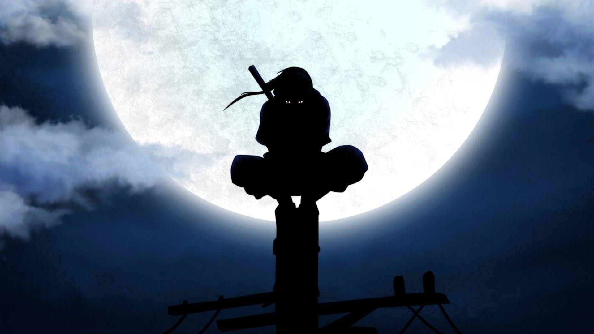Itachi silhouette luna Naruto, ninja, 1920x1080 Full HD 1080p, Desktop