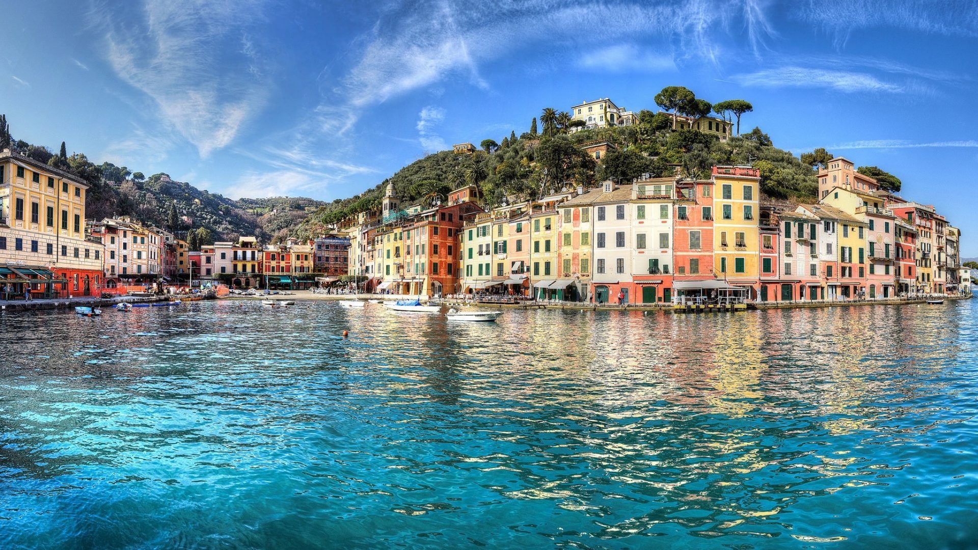 Portofino case colorate mare, 1920x1080 1080p, Desktop
