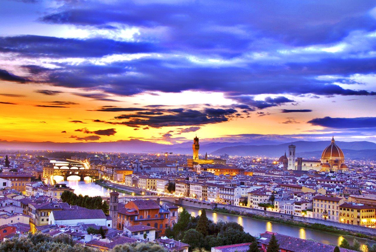 Firenze tramonto panoramica città, 1280x858 HD, Desktop