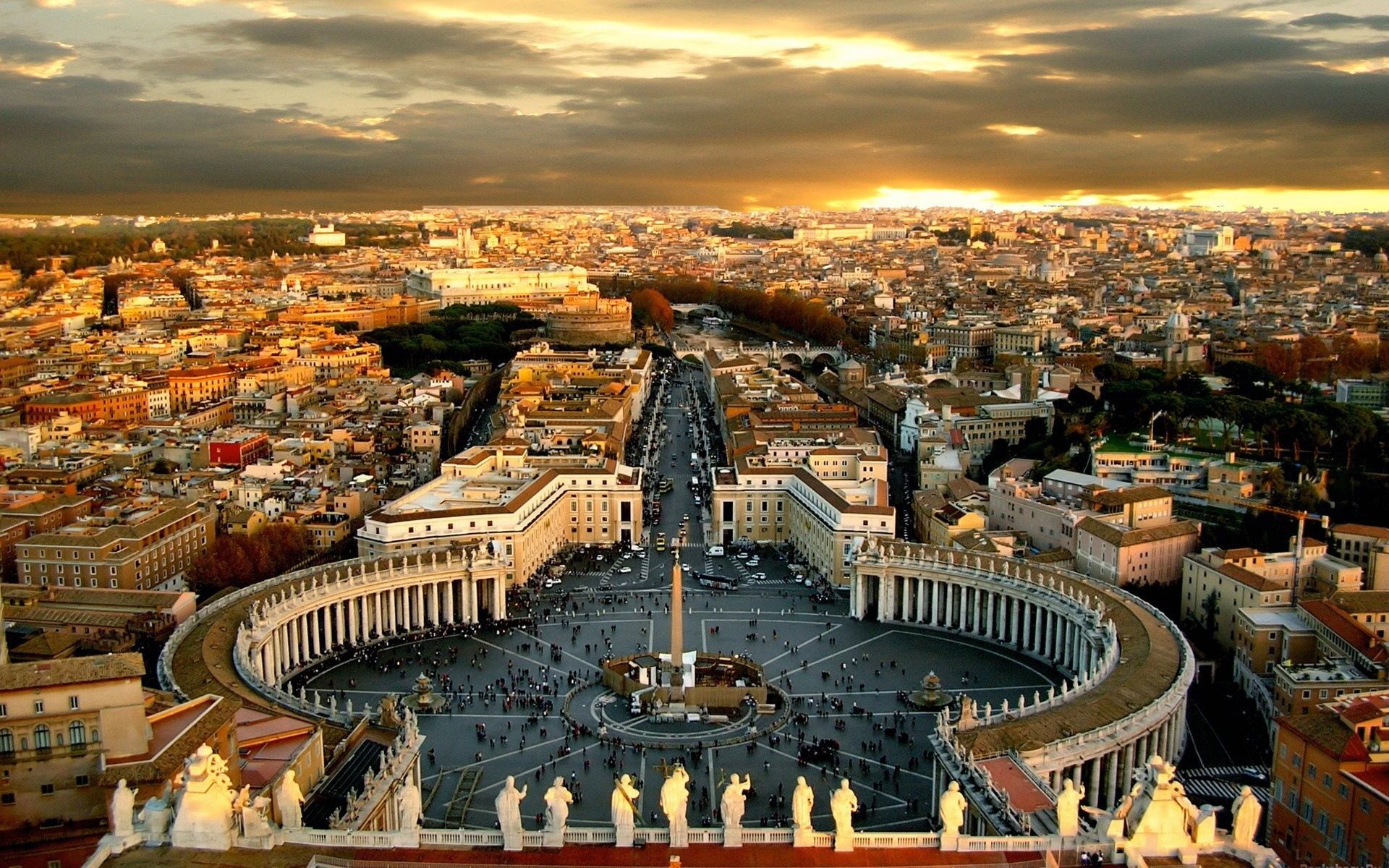 Piazza San Pietro Roma tramonto, 1920x1200 Full HD+, PC Desktop