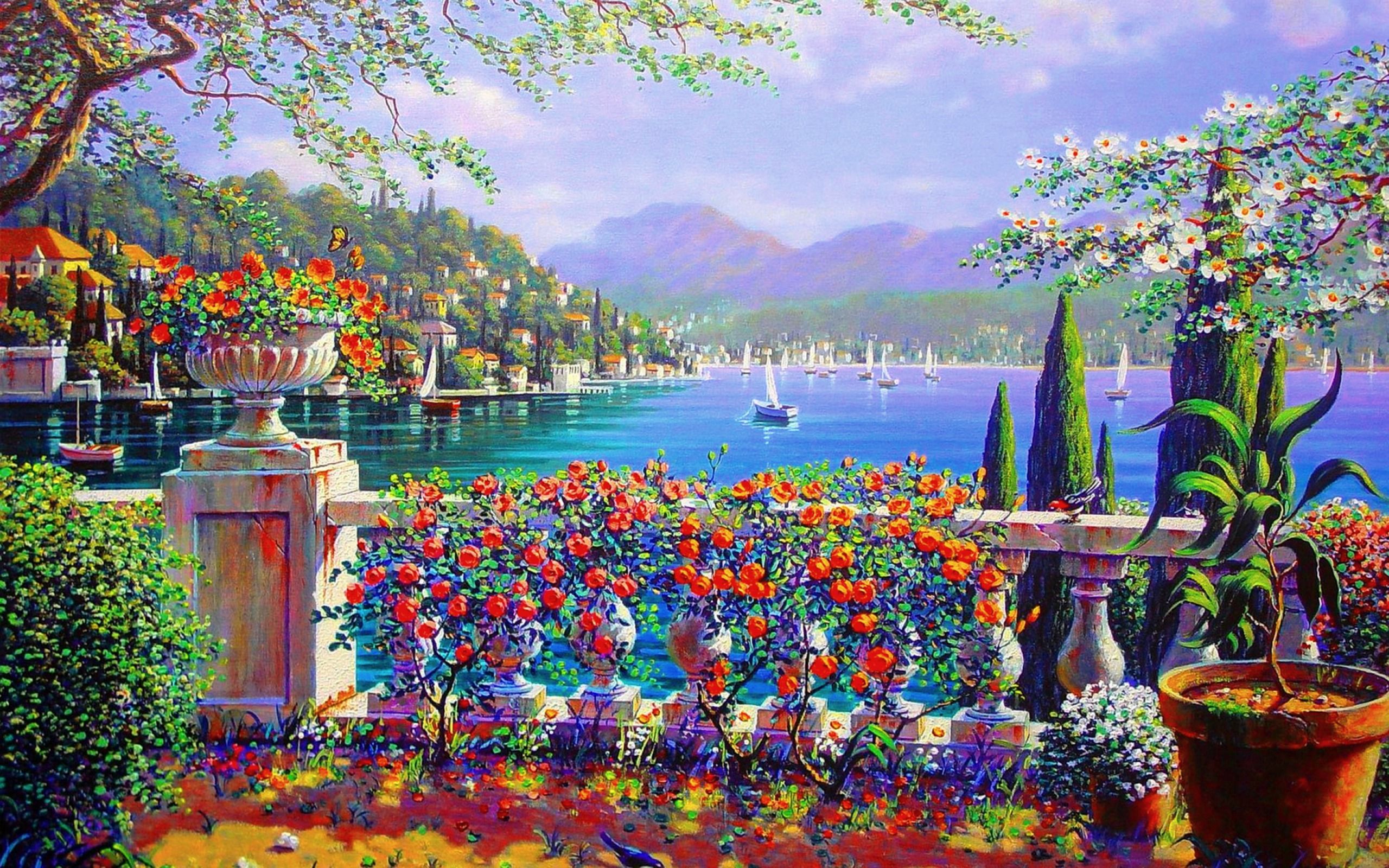 Terrazza fiorita Lago di Como, 2560x1600 2K+, Monitor Gaming