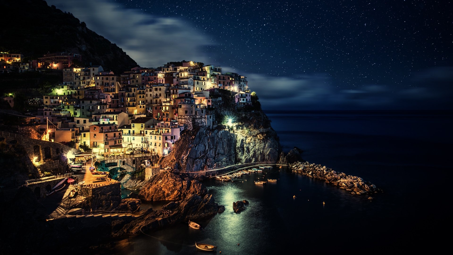 Cinque Terre notturno costa, 1920x1080 1080p, PC