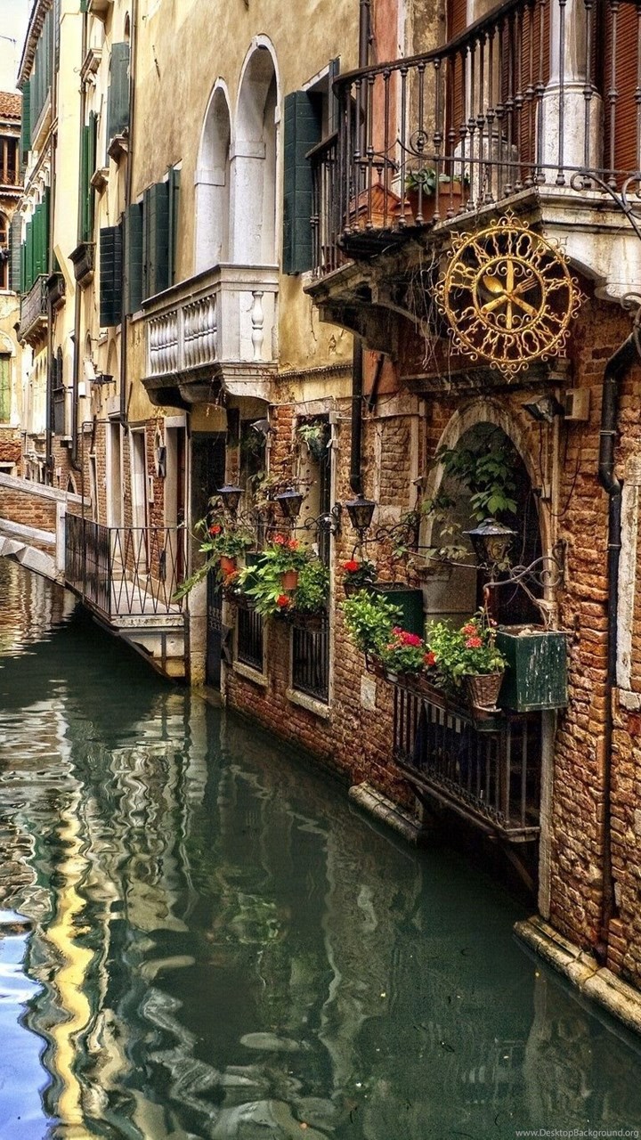 Canale di Venezia con fiori, 720x1280 Verticale, Telefono