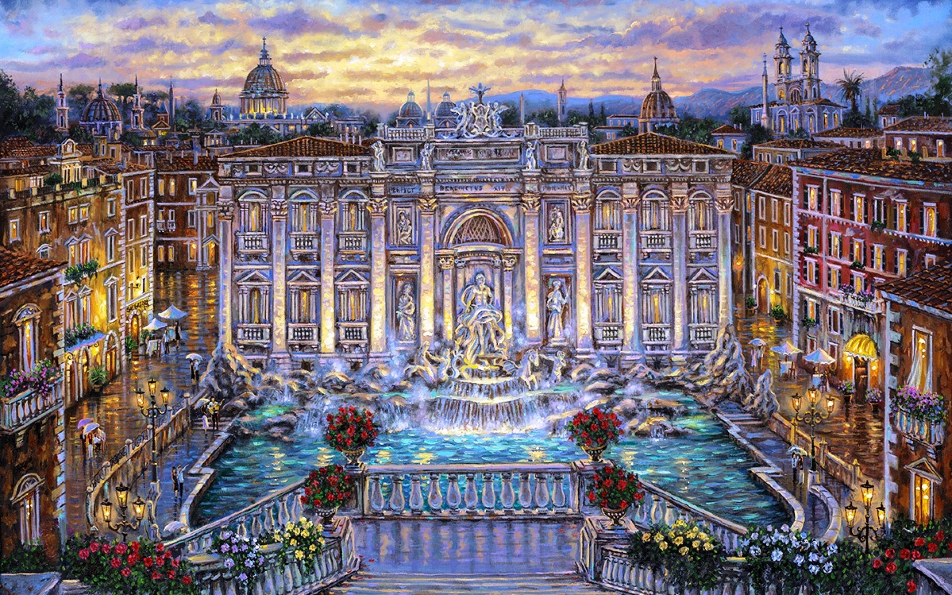 Fontana di Trevi Roma dipinto, 1920x1200 Full HD+, iMac