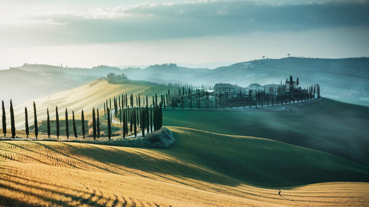 Collina toscana con cipressi, 1280x721 HD, Desktop