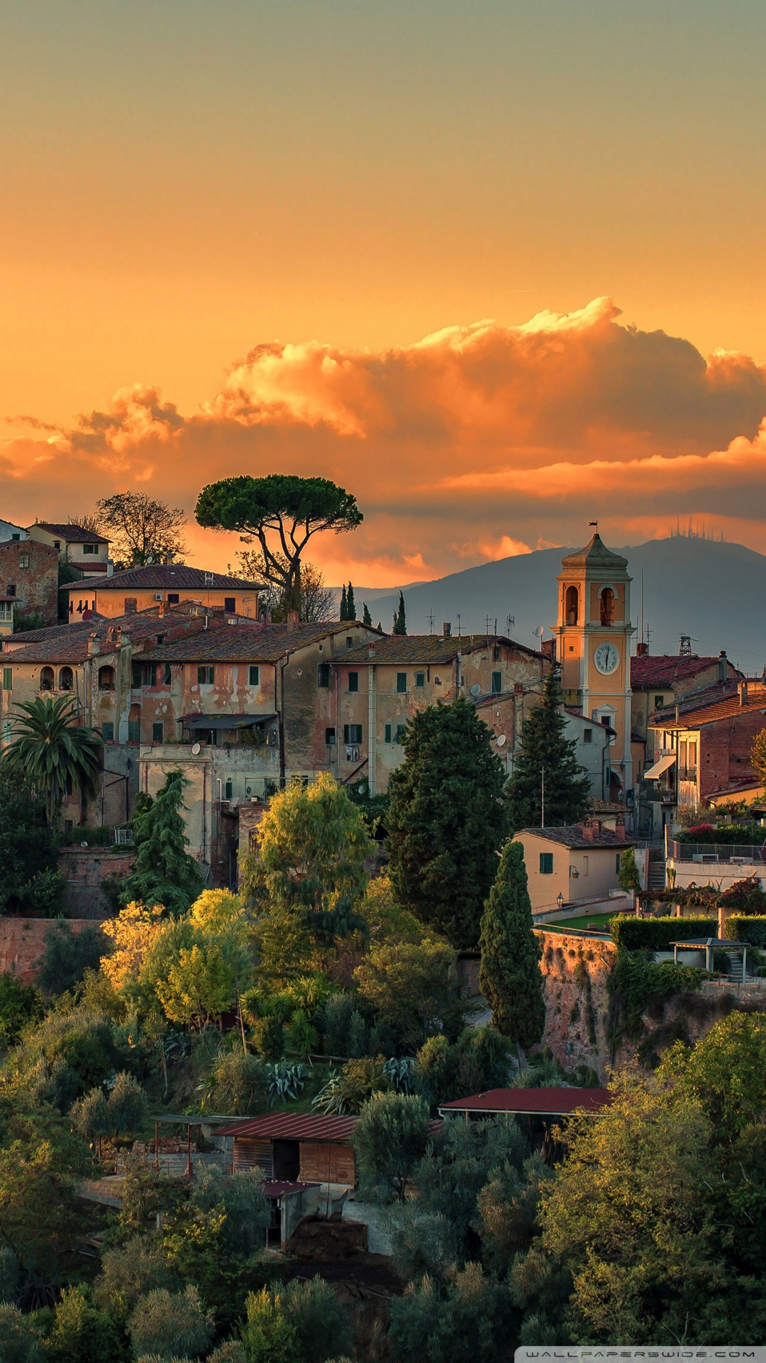 Villaggio toscano al tramonto, 1080x1920 Verticale, Mobile